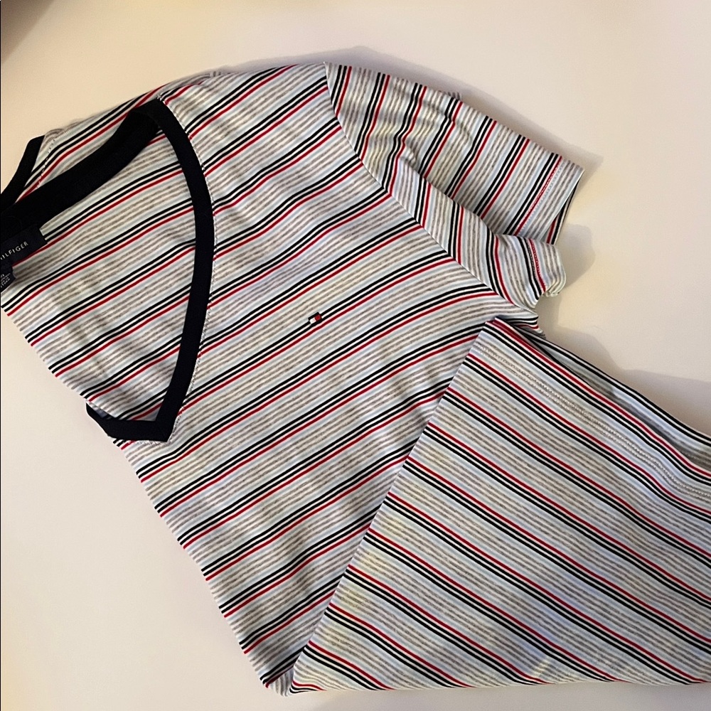 Tommy Hilfiger Multicolor Striped V-Neck Tee